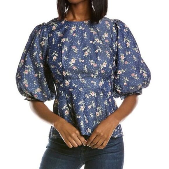 Gracia Tops - Gracia Blue Floral Peplum Top